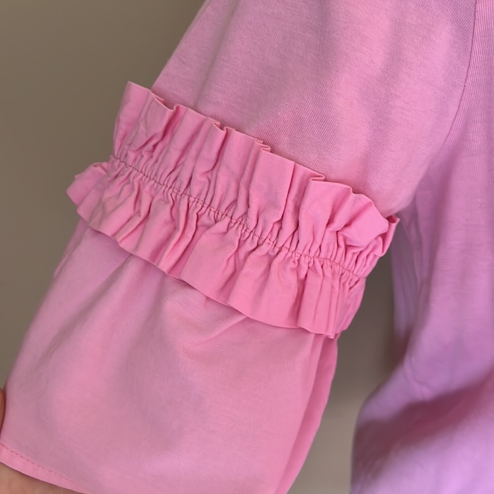 H&M Pink Top with Ruffled Sleeves SIZE XS - Picture 3 of 7